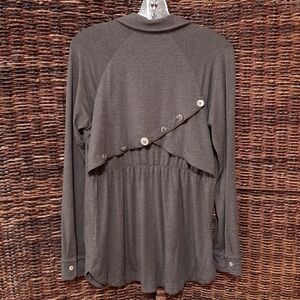 Soft Surroundings Women's Medium Gray Cool Breeze Long Sleeve Modal Knit Shirt